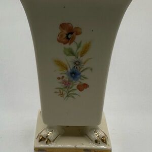 Antique Flower Vase Cachepot Gold Clan Feet Floral